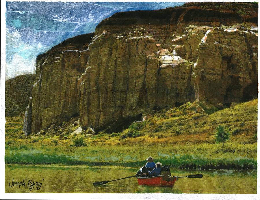 Landscape Painting - Bighorn River Float by Joseph Barani
