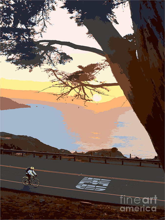 Sunset Digital Art - Bike Ahead by Colleen Proppe