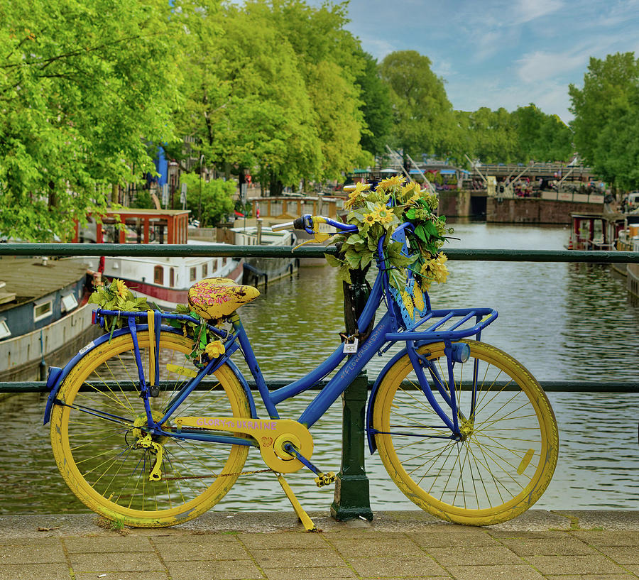 Bike Along Canal Bridge in Amsterdam Photograph by Darryl Brooks