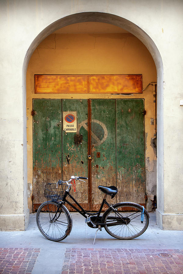 Bike and Green Door Photograph by Al Hurley