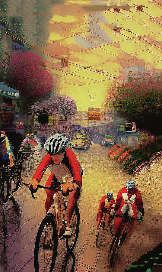 Bike race  Digital Art by Dennis Baswell