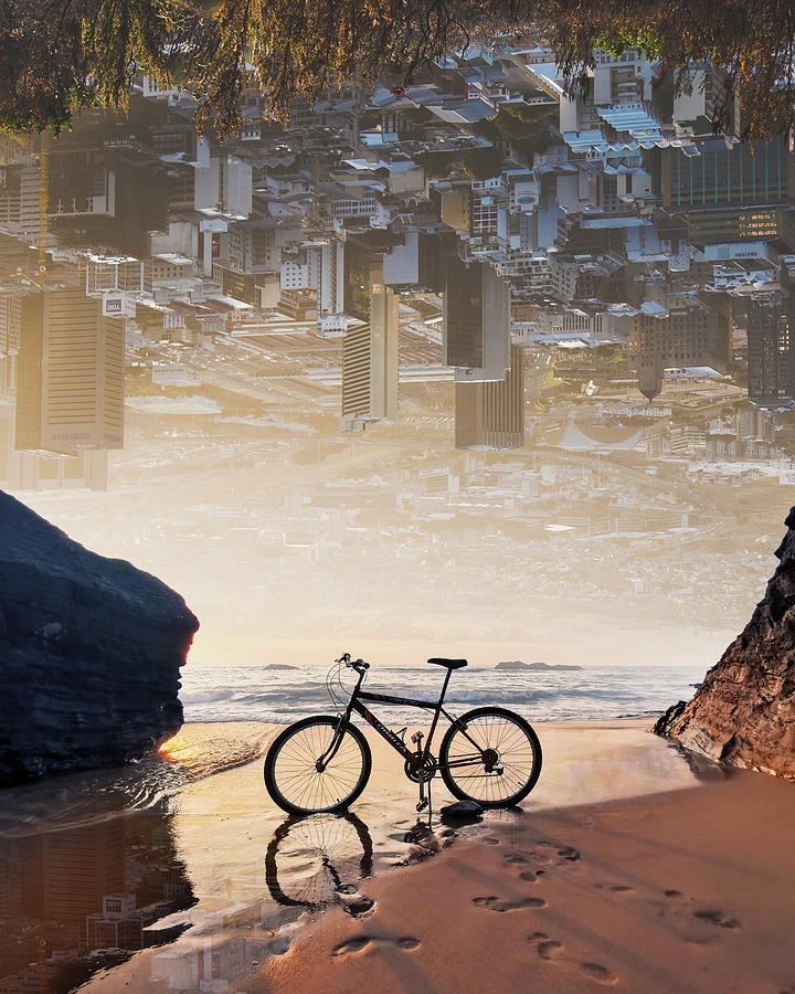 Sunset Digital Art - Bike World by Swissgo4design