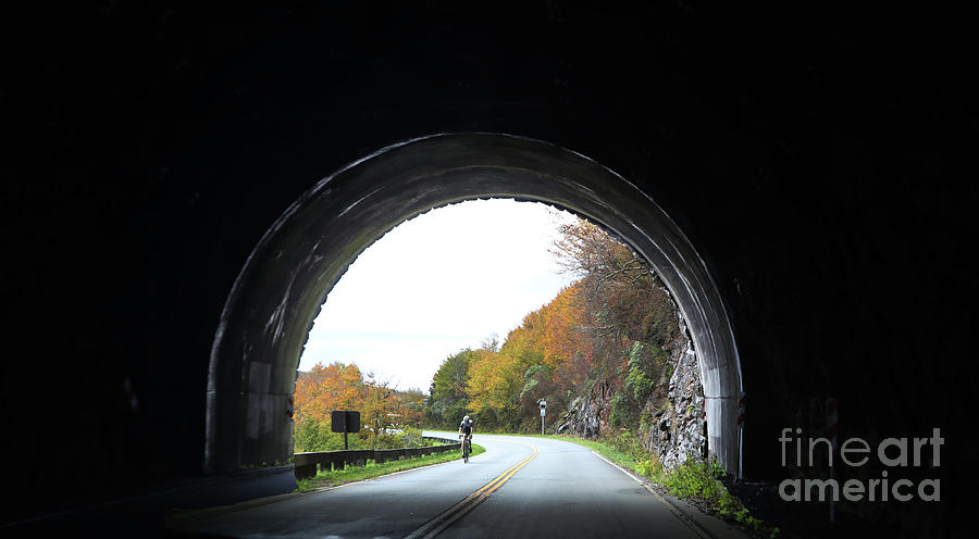 Biker Entering Tunnel on Blue Ridge Parkway 0823 Photograph by Jack Schultz