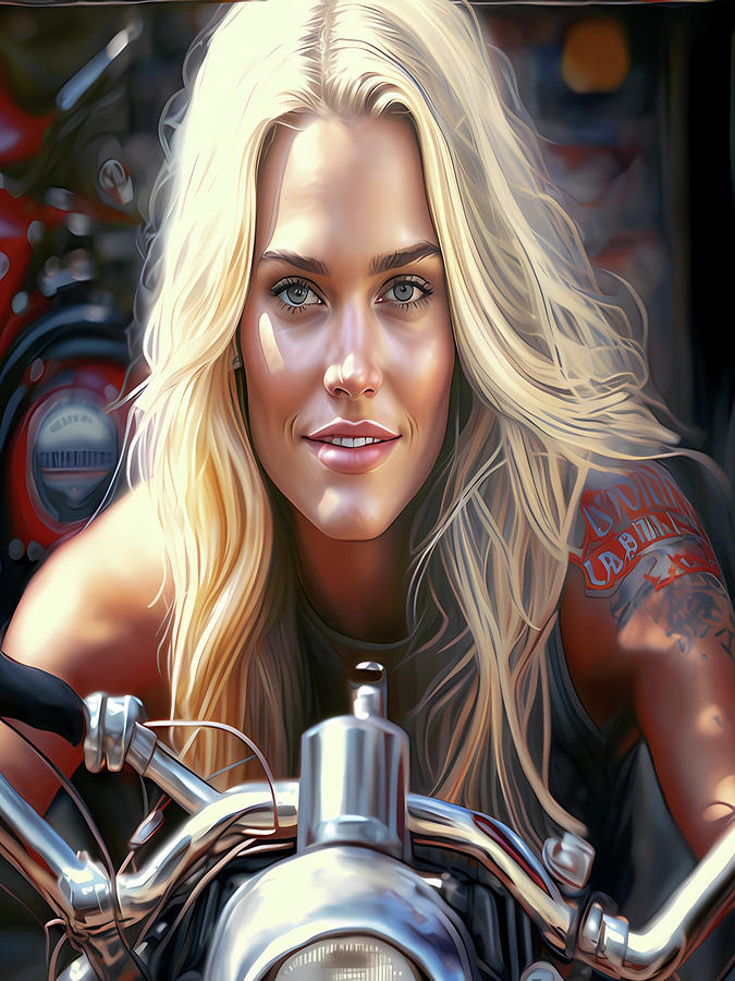 Biker Girl Art Digital Art by Sykart Designs - Fine Art America