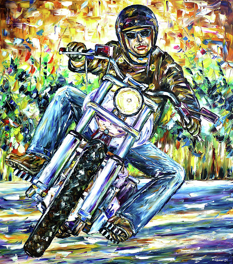 Biker Painting by Mirek Kuzniar