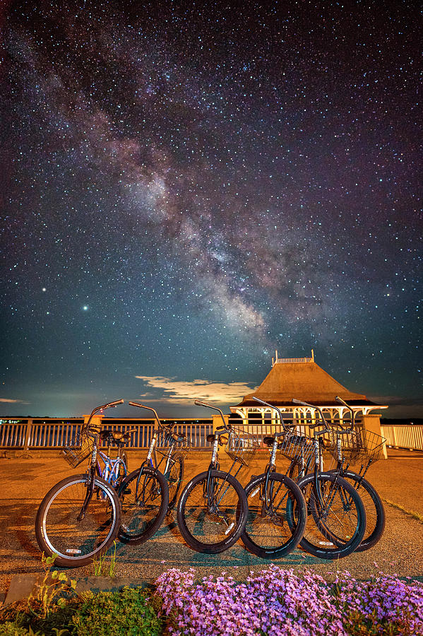 Bikes At A Park Under A Starry Sky Photograph by Mark Papke
