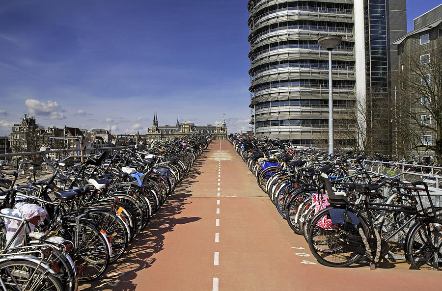 Bikes parked at Central Station, Amsterdam Photograph by Scott E Barbour