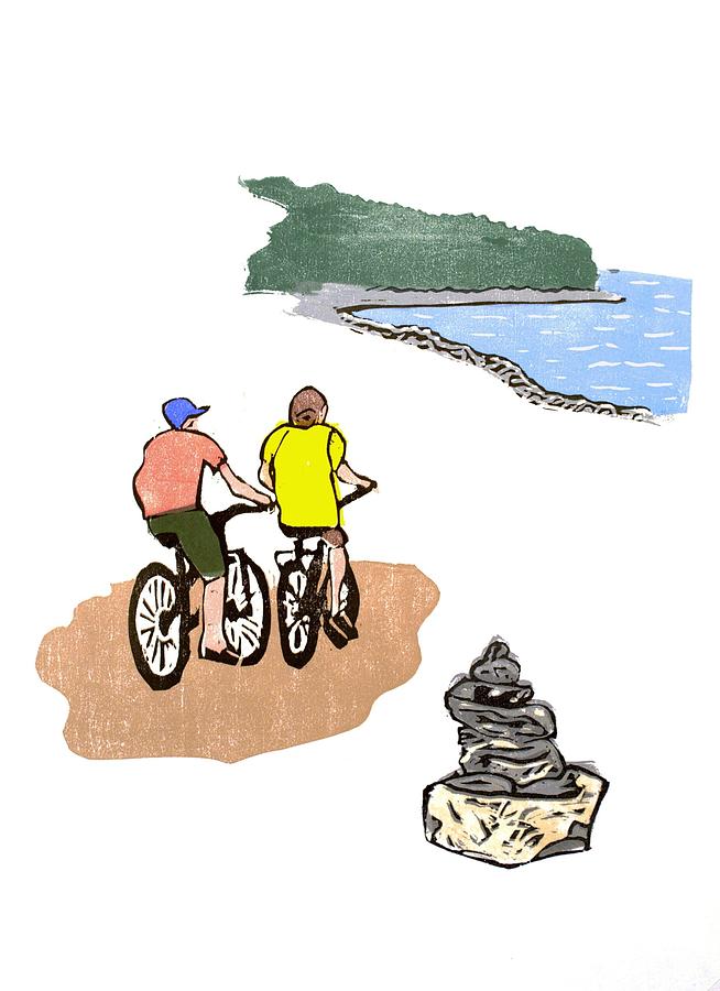 Biking on Mackinac Island Relief by Ben Bohnsack