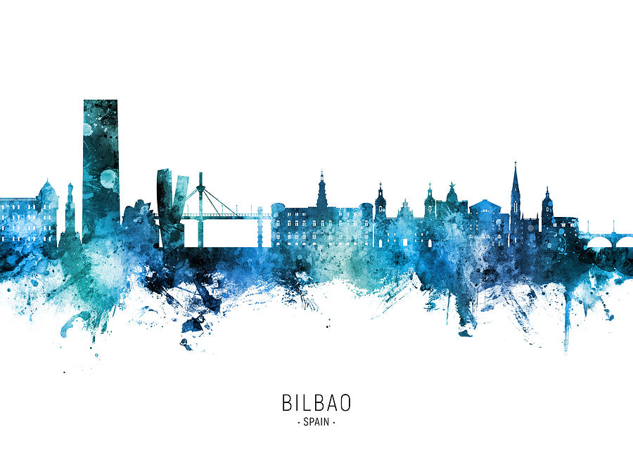 Bilbao Spain Skyline #85 Digital Art by Michael Tompsett