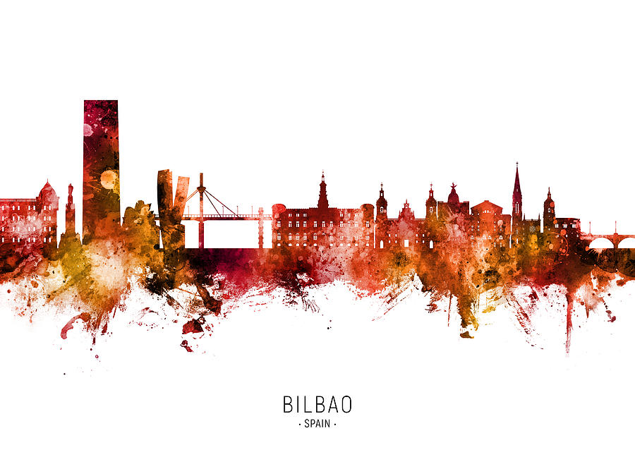 Bilbao Spain Skyline #86 Digital Art by Michael Tompsett