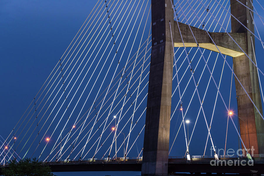 Bill Emerson Bridge Cables Abstract Night Photograph by Jennifer White