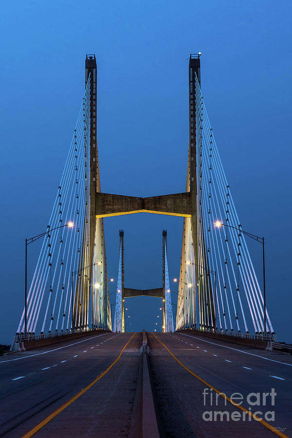 Bill Emerson Bridge Night Road View Photograph by Jennifer White