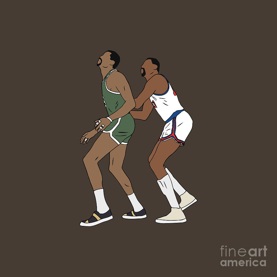 Bill Russell And Wilt Chamberlain Drawing by Randy Pfeffer Fine Art