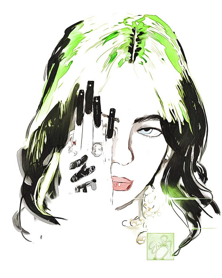 Billie Eilish Digital 5 Mixed Media by Eileen Backman | Fine Art America