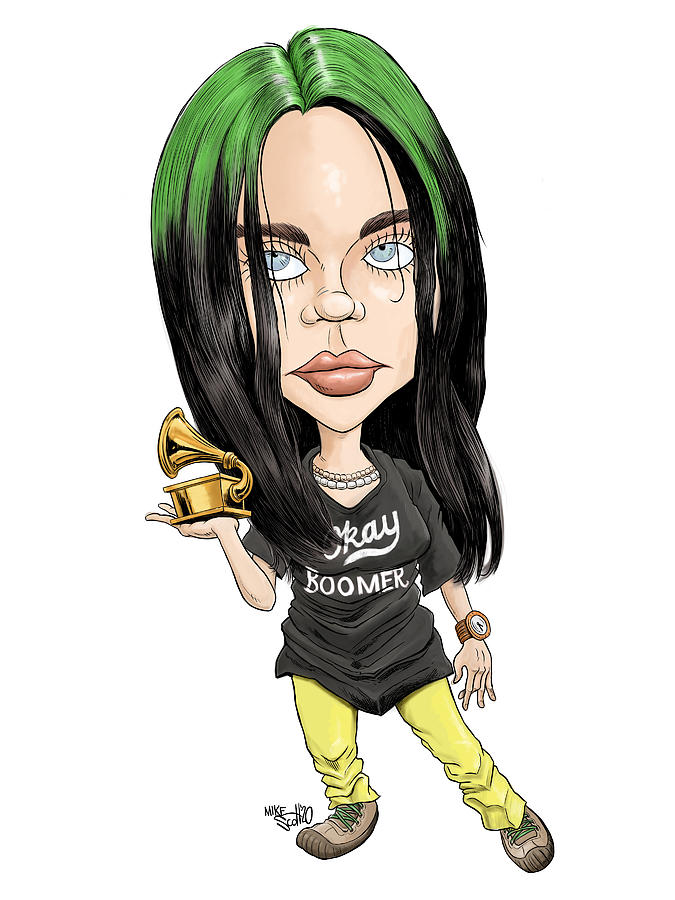 Billie Eilish, line with color Drawing by Mike Scott - Fine Art America