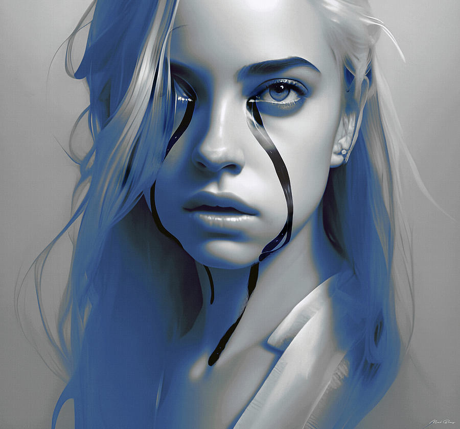 Billie Eilish Face, Digital Art Drawing by Andrew Turtsevych | Saatchi Art