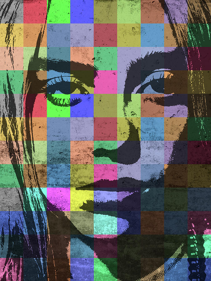 Billie Eilish Mixed Media - Billie Eilish Patchwork Pop Art Portrait by Design Turnpike