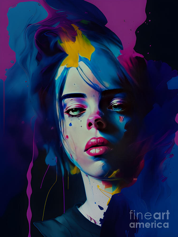 Billie Eilish Portrait - Purple Haze Painting by Maggie Mineo - Fine ...