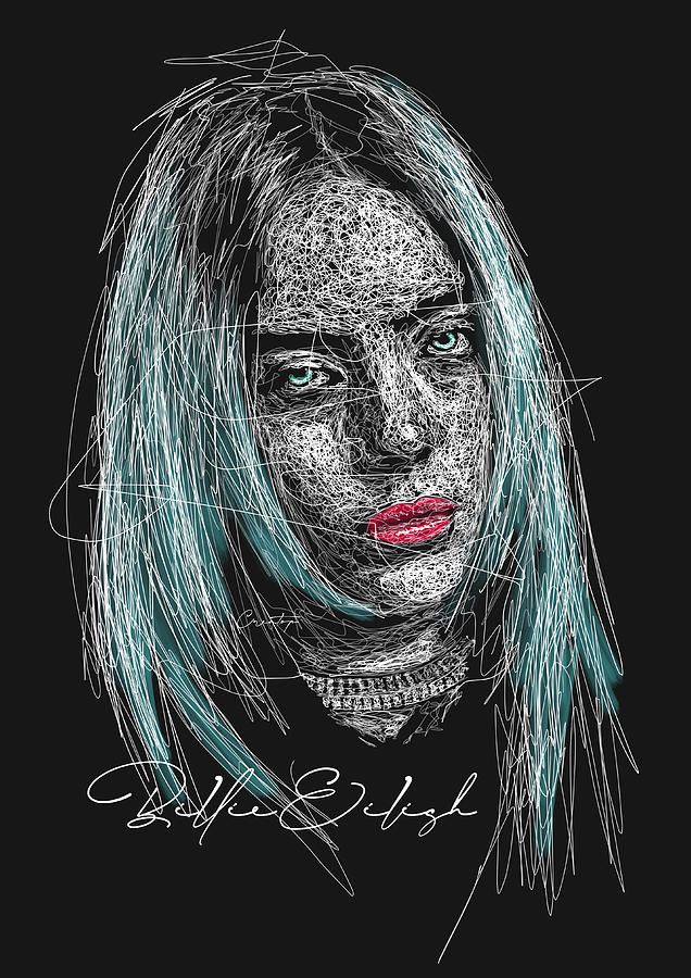 billie-eilish-scribble-style-digital-art-by-creatop-fine-art-america