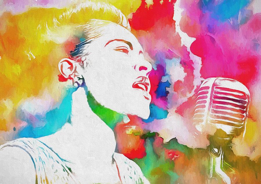 Billie Holiday Painting - Billie Holiday Color Tribute by Dan Sproul