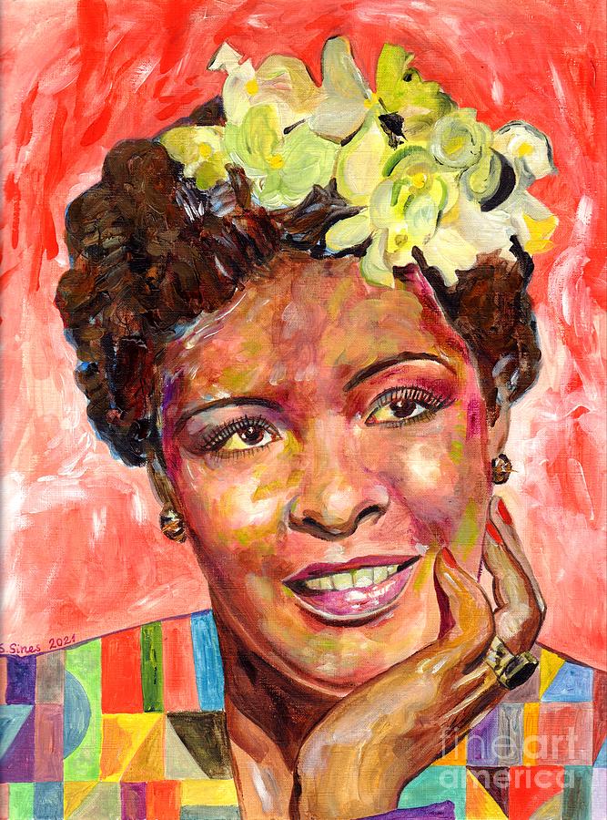Magnolia Movie Painting - Billie Holiday Smiling Portrait by Suzann Sines