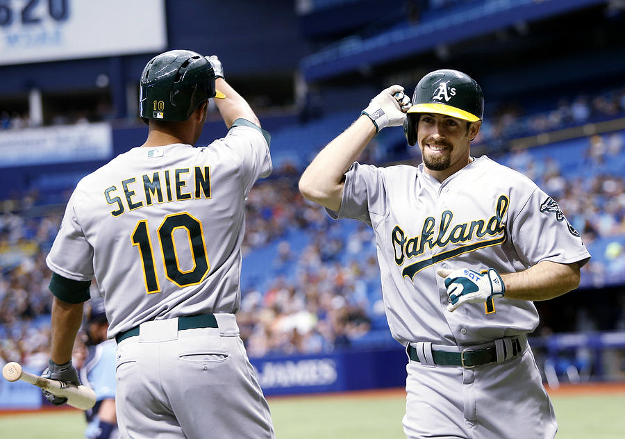 Billy Burns and Marcus Semien Photograph by Brian Blanco
