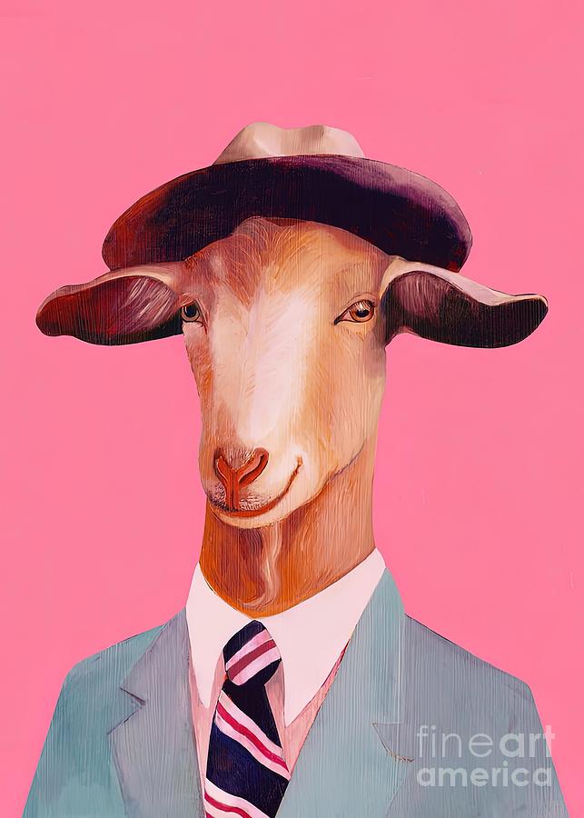 Billy Goat Pink Painting by Adam Lauren Fine Art America