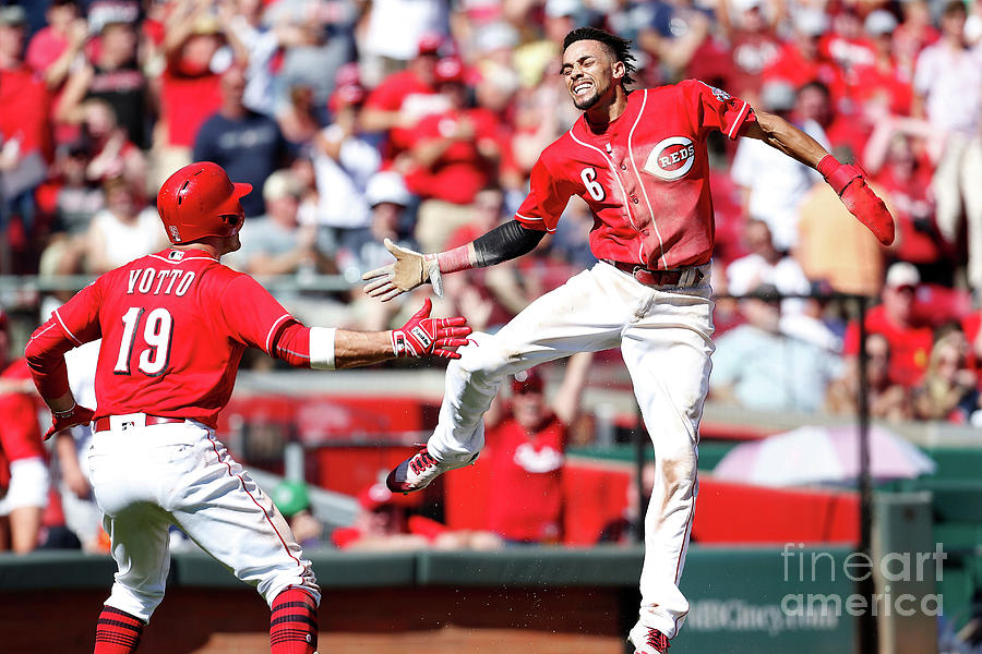 Billy Hamilton and Joey Votto Photograph by Kirk Irwin