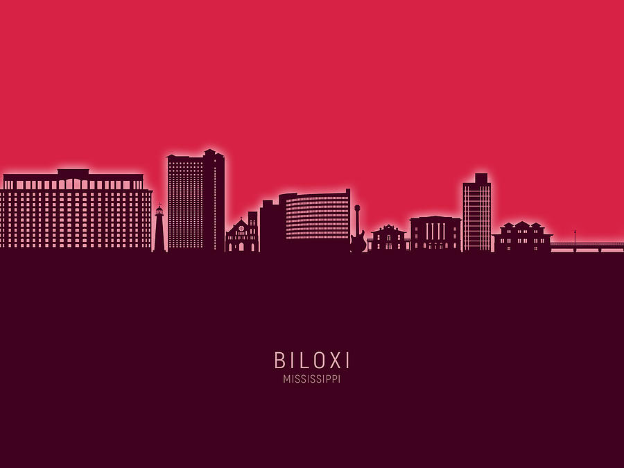Biloxi Mississippi Skyline #24 Digital Art by Michael Tompsett