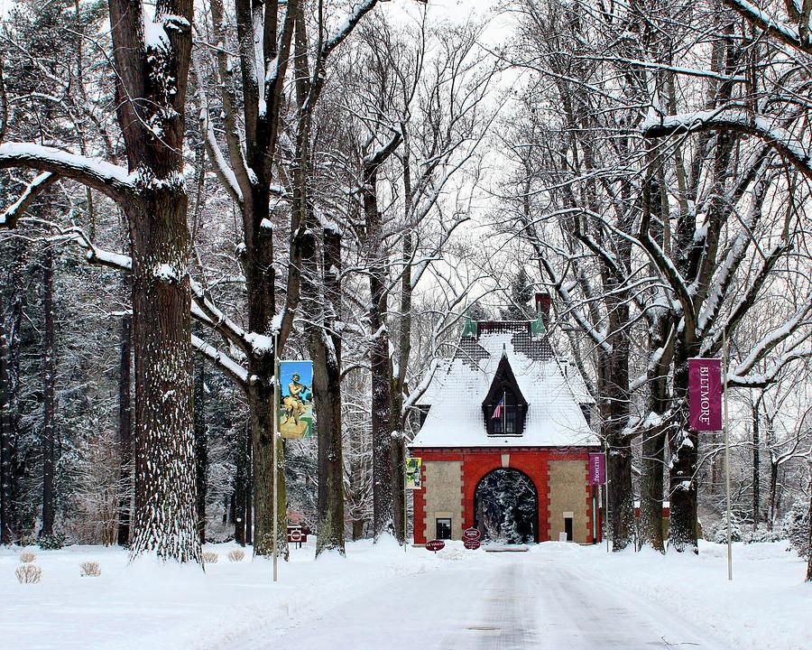 Biltmore Entrance On A Snow Covered Day Photograph