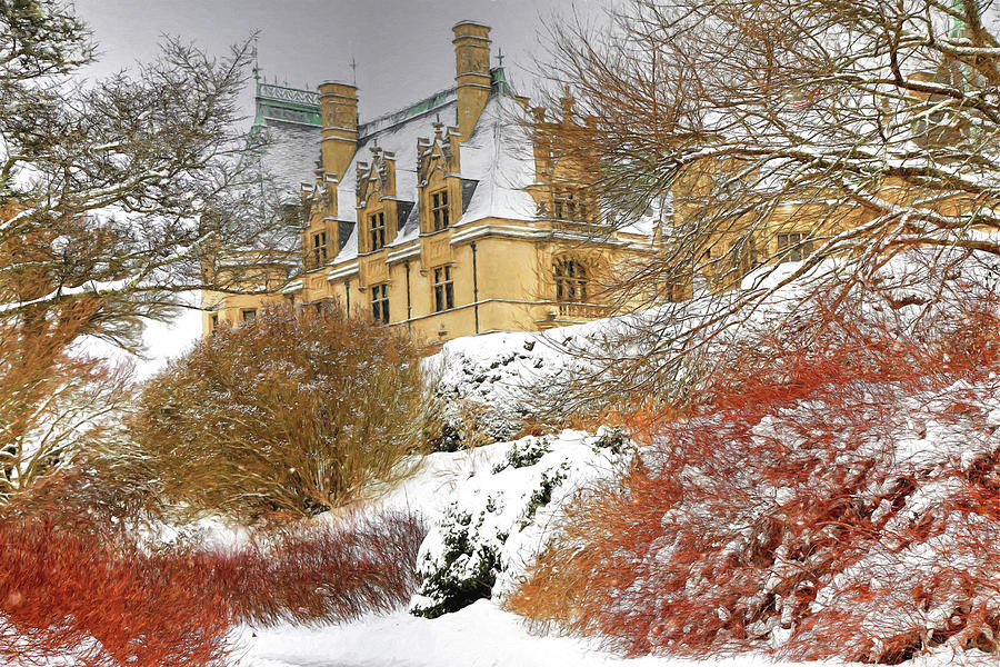 Biltmore In Snow From Gardens Photograph by Carol Montoya