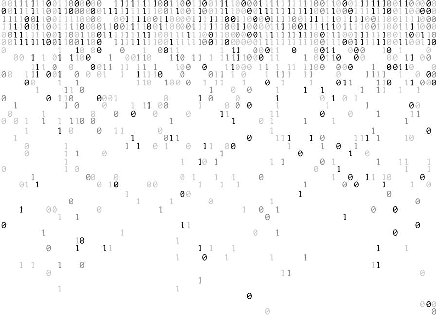 Binary Codes Rain Bw Drawing by Amtitus
