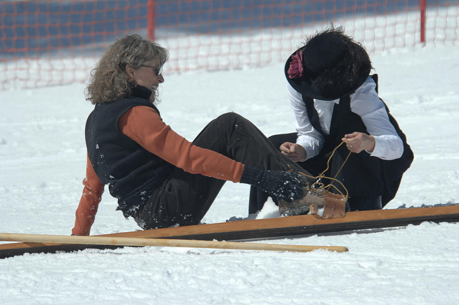 Binding Help with Vintage Skis Photograph by Bonnie Colgan