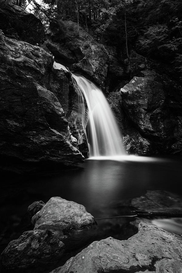 Bingham Falls at the Smugglers Notch 7 bw Photograph by Dimitry Papkov