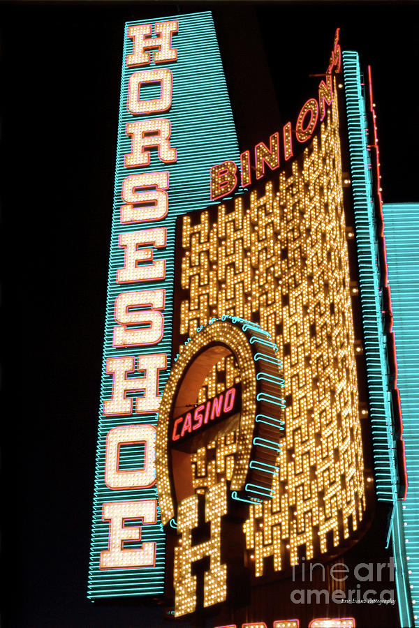 Las Vegas Photograph - Binions Horseshoe Main Entrance Sign by Aloha Art