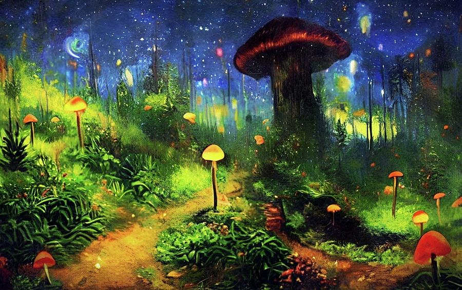 Fantasy Digital Art - Bioluminecense Magic by Ally White