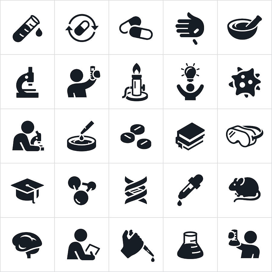 Biomedical Science and Laboratory Icons Drawing by Appleuzr
