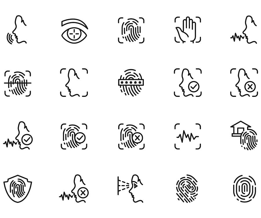 Biometric icon set Drawing by DivVector
