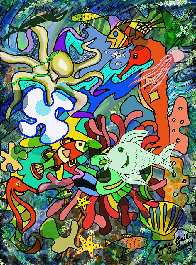 Biomorphic Sealife Carnival Digital Art by Laura Sweeney | Fine Art America