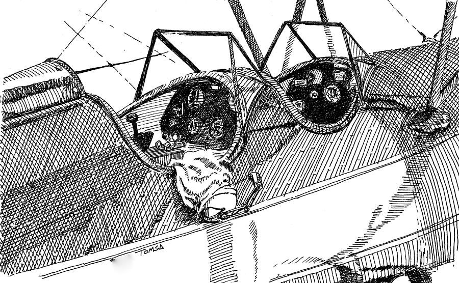 Bipe Cockpits Drawing by Bill Tomsa