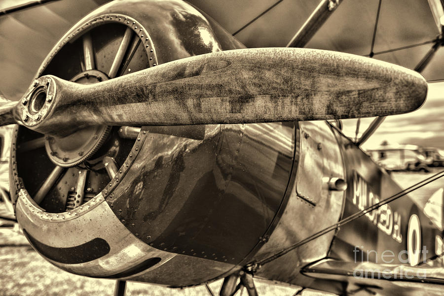 Biplane Propeller Close Up retro sepia Photograph by Paul Ward - Fine ...