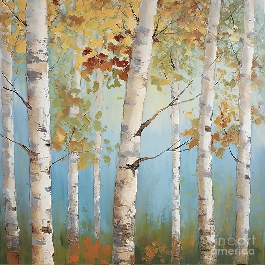 Birch Forest I Painting by Mindy Sommers