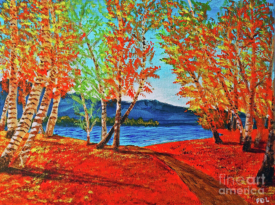 Birch Grove in Autumn Painting by Frank Littman