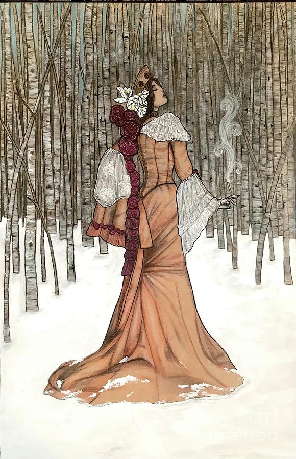 Winter Drawing - Birch, please... by Kathy Zyduck
