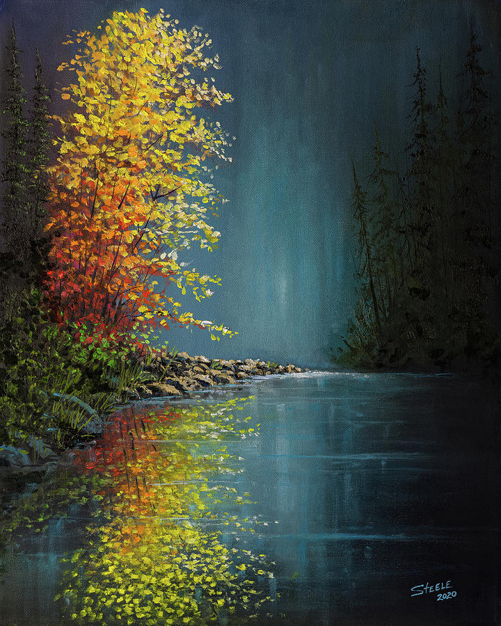 Birch Reflection Painting by Chris Steele