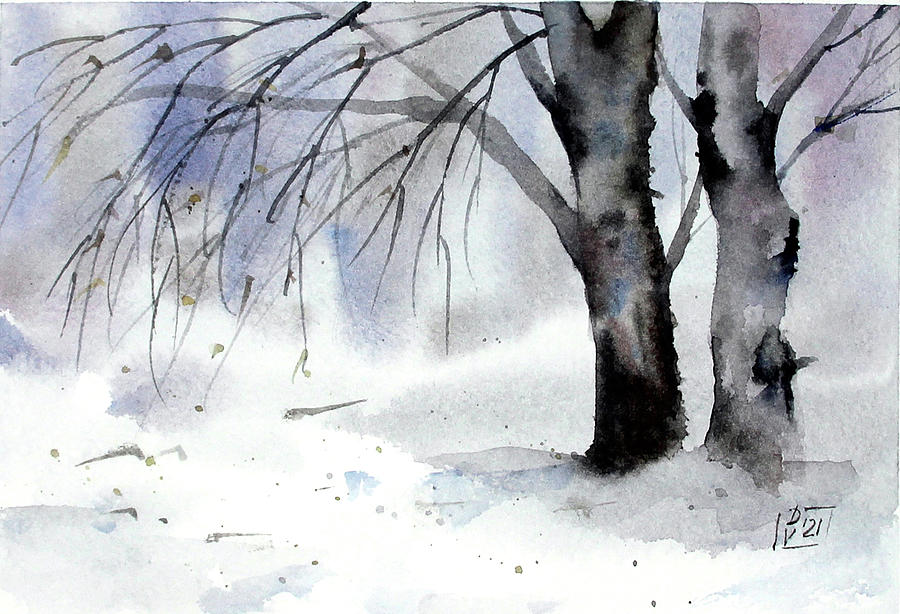 Lake Marmo Winter Tree Watercolor Sketch – Let's Paint Nature!