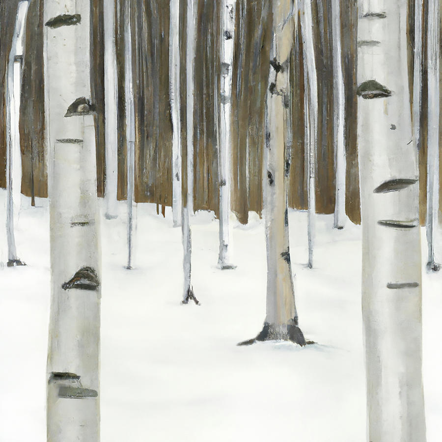Birch Tree Forest in the Winter Digital Art by Alison Frank