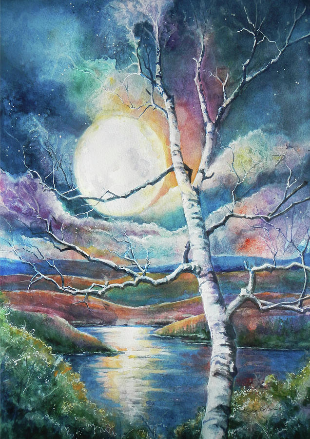 Birch Tree on Top of the World II Painting by Patricia Allingham Carlson