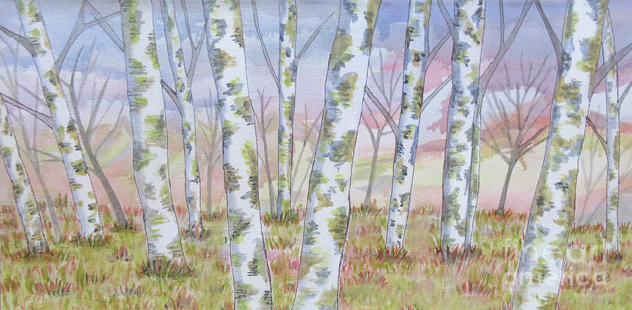 Birch Tree Stand Painting by Bradley Boug