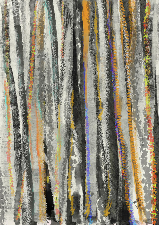 Birch Tree Trunks Digital Art